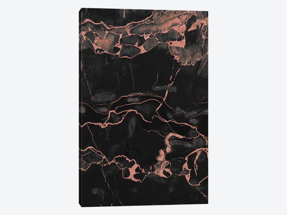 Rose Gold On Black Marble by Emanuela Carratoni 1-piece Canvas Wall Art