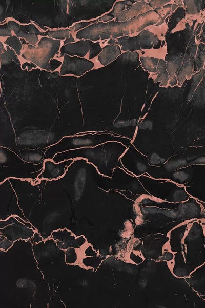 Agates, Geodes & Minerals: Rose Gold On Black Marble by Emanuela Carratoni