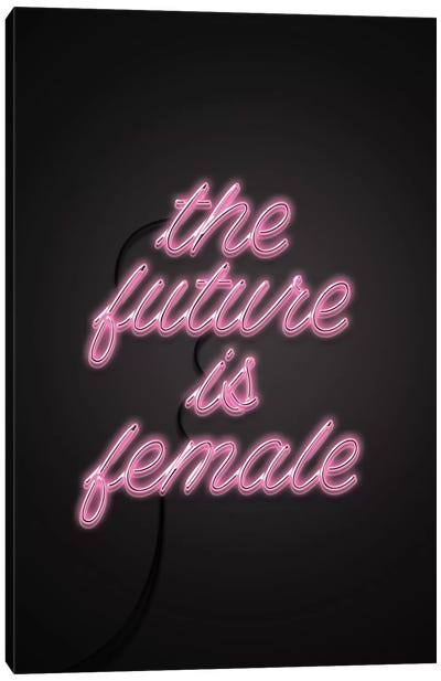 The Future Is Female Canvas Art Print - Neon Typography