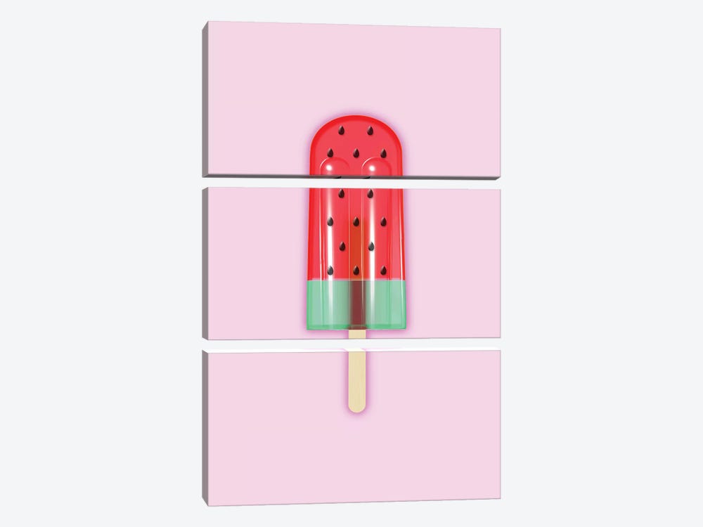 Watermelon Popsicle by Emanuela Carratoni 3-piece Canvas Wall Art
