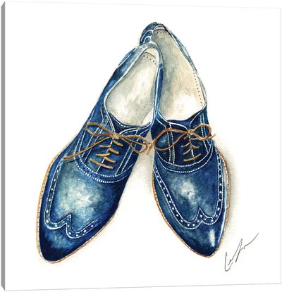 Cobalt Shoes Canvas Art Print - Claire Thompson