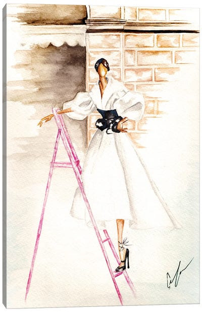Pink Ladder Canvas Art Print - Claire Thompson