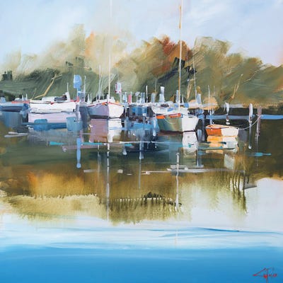 Still Moorings, Metung by Craig Trewin Penny canvas print