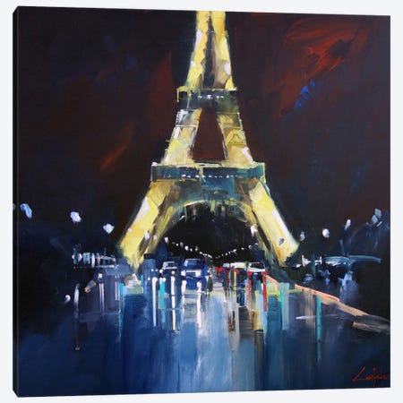 Eiffel Rain Canvas Print #CTP6} by Craig Trewin Penny Art Print