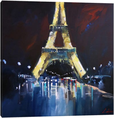 Eiffel Rain Canvas Art Print - Craig Trewin Penny