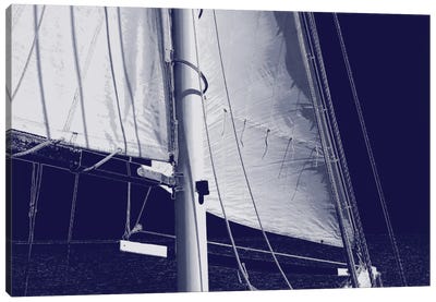Schooner Sails I Canvas Art Print - Indigo & White 