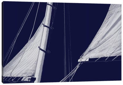Schooner Sails II Canvas Art Print - Indigo & White 