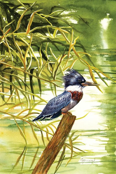 Lady Kingfisher by Christine Reichow multi panel art