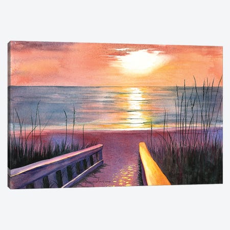 Sea Oat Sunset Canvas Print #CTW55} by Christine Reichow Canvas Wall Art