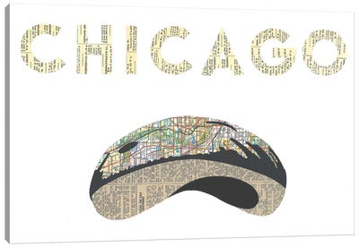 Chicago Bean Canvas Art Print - Paper Cutz