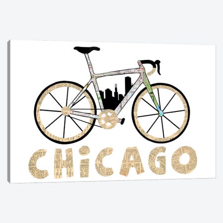 Chicago Bike Canvas Print #CTZ12} by Paper Cutz Canvas Artwork