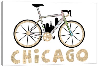 Chicago Bike Canvas Art Print - Paper Cutz