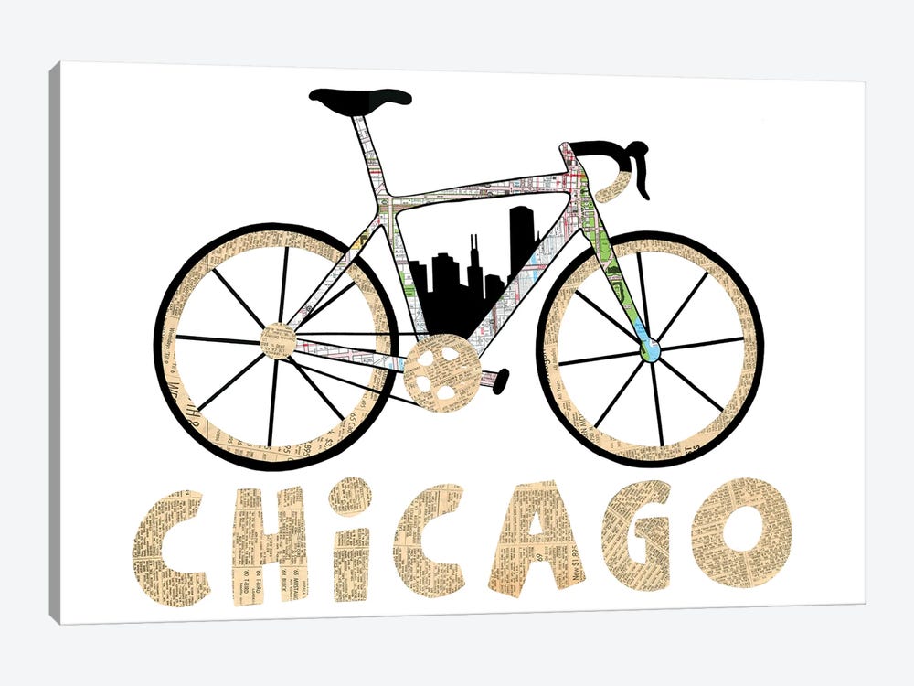 Chicago Bike by Paper Cutz 1-piece Canvas Print