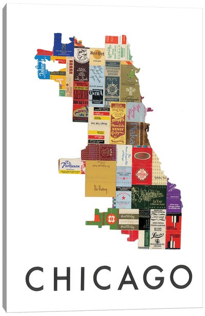 Chicago Matchbook Canvas Art Print - State Maps