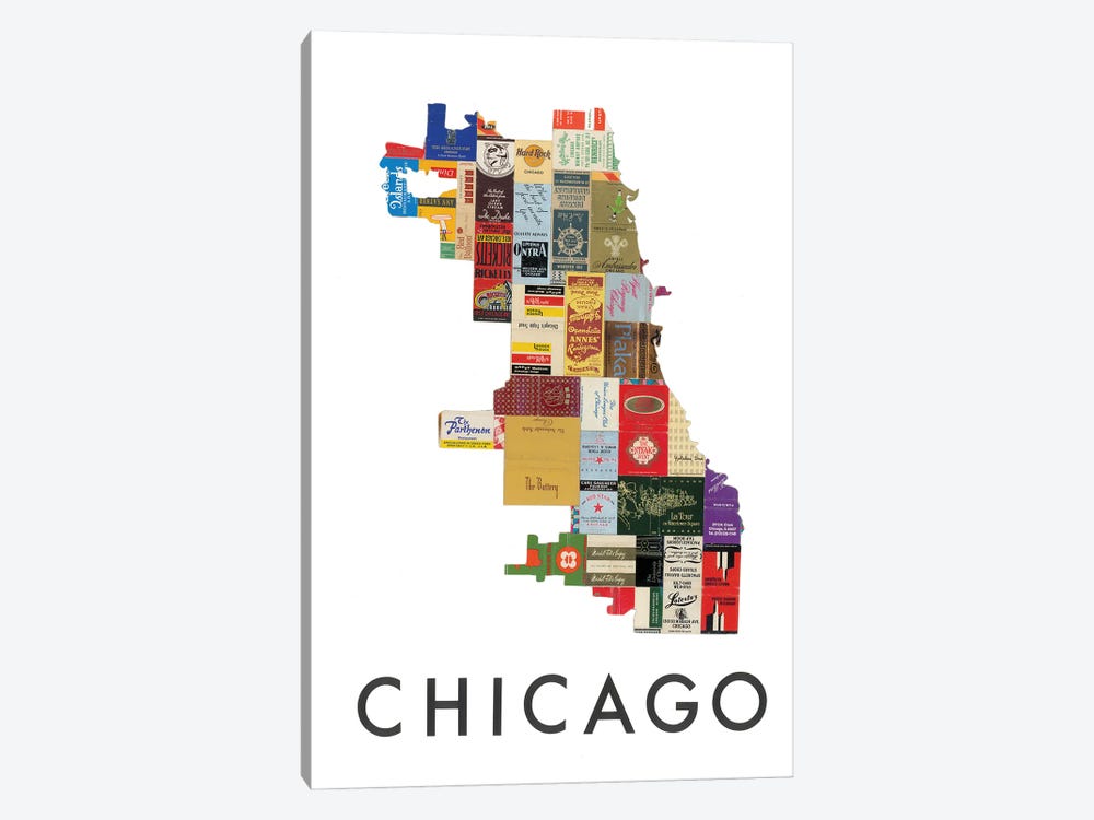 Chicago Matchbook by Paper Cutz 1-piece Canvas Art