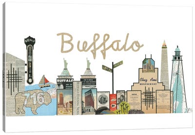 Buffalo Skyline Canvas Art Print - Vintage Décor