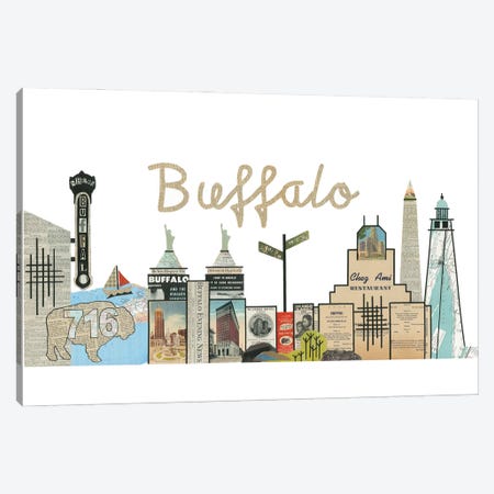 Buffalo Skyline Canvas Print #CTZ14} by Paper Cutz Canvas Art Print