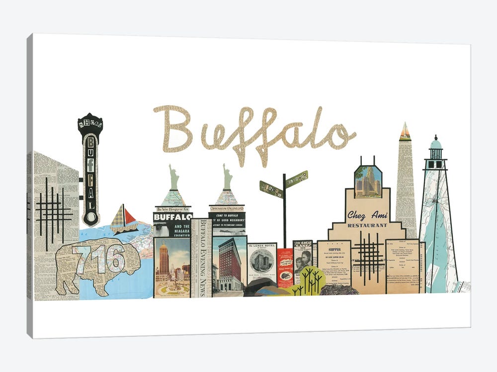 Buffalo Skyline by Paper Cutz 1-piece Canvas Art Print