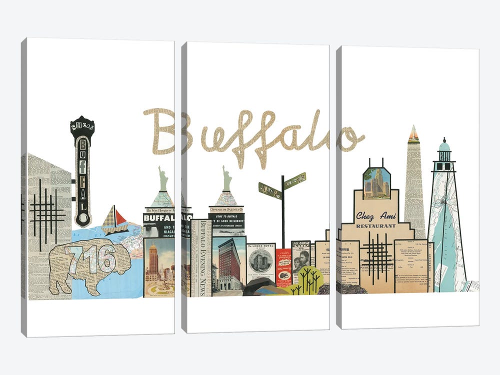 Buffalo Skyline by Paper Cutz 3-piece Art Print