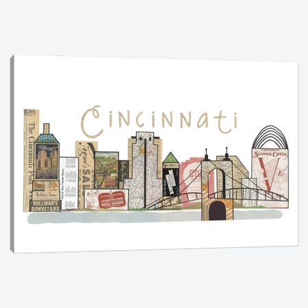 Cincinnati Horizontal Skyline Canvas Print #CTZ15} by Paper Cutz Canvas Print