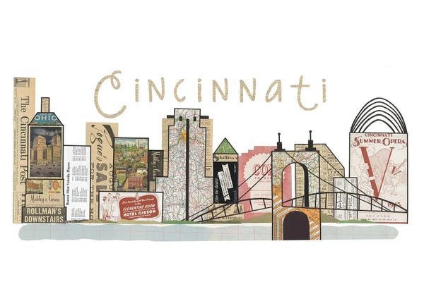 Cincinnati: Cincinnati Horizontal Skyline by Paper Cutz