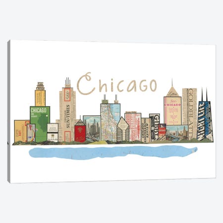 Chicago Skyline Canvas Print #CTZ16} by Paper Cutz Art Print