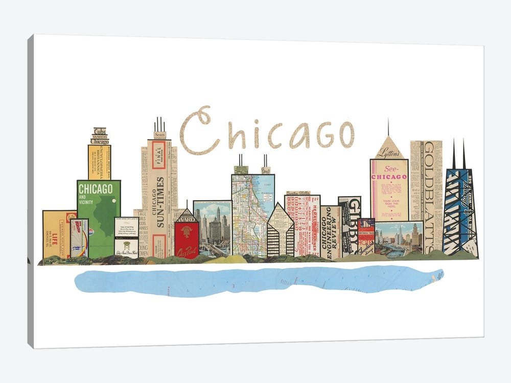 Chicago Skyline by Paper Cutz 1-piece Canvas Print