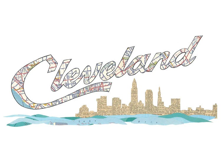 Cleveland Script Skyline by Paper Cutz wall art