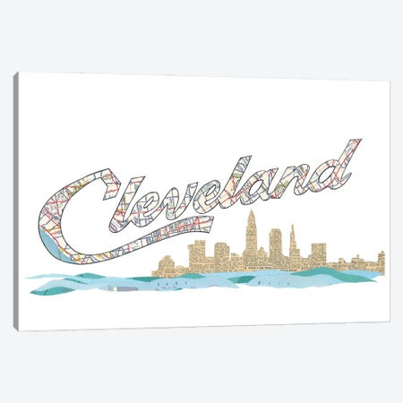 Cleveland Script Skyline Canvas Print #CTZ17} by Paper Cutz Canvas Art Print