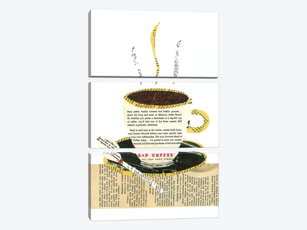 Coffee Cup by Paper Cutz 3-piece Canvas Print