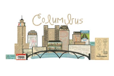 Columbus Oh Horizontal Skyline by Paper Cutz art print