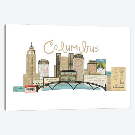 Columbus Oh Horizontal Skyline Canvas Print #CTZ19} by Paper Cutz Canvas Art
