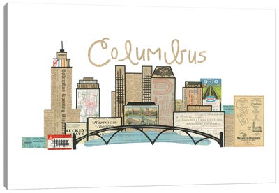 Columbus Oh Horizontal Skyline Canvas Art Print - Paper Cutz