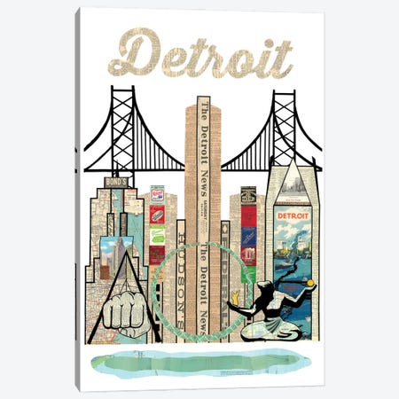 Detroit Skyline Canvas Print #CTZ20} by Paper Cutz Canvas Print