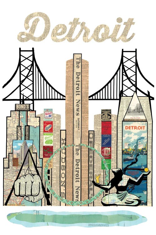 Detroit Skyline by Paper Cutz wall art