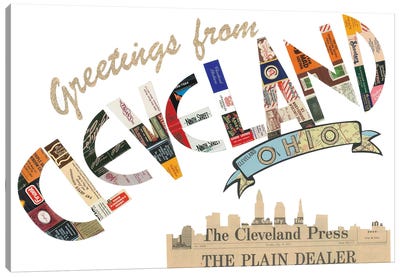 Greetings From Cleveland Canvas Art Print - Cleveland Art