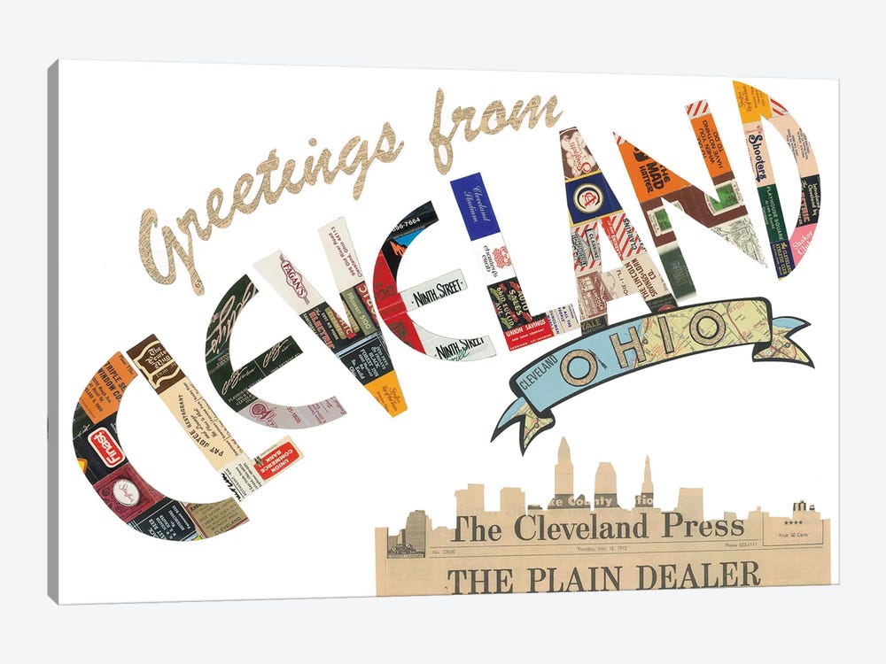 Greetings From Cleveland by Paper Cutz 1-piece Canvas Print