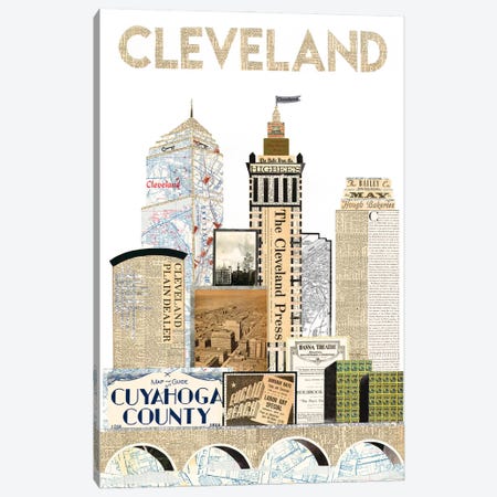 Cleveland Skyline Special Edition Canvas Print #CTZ2} by Paper Cutz Canvas Artwork