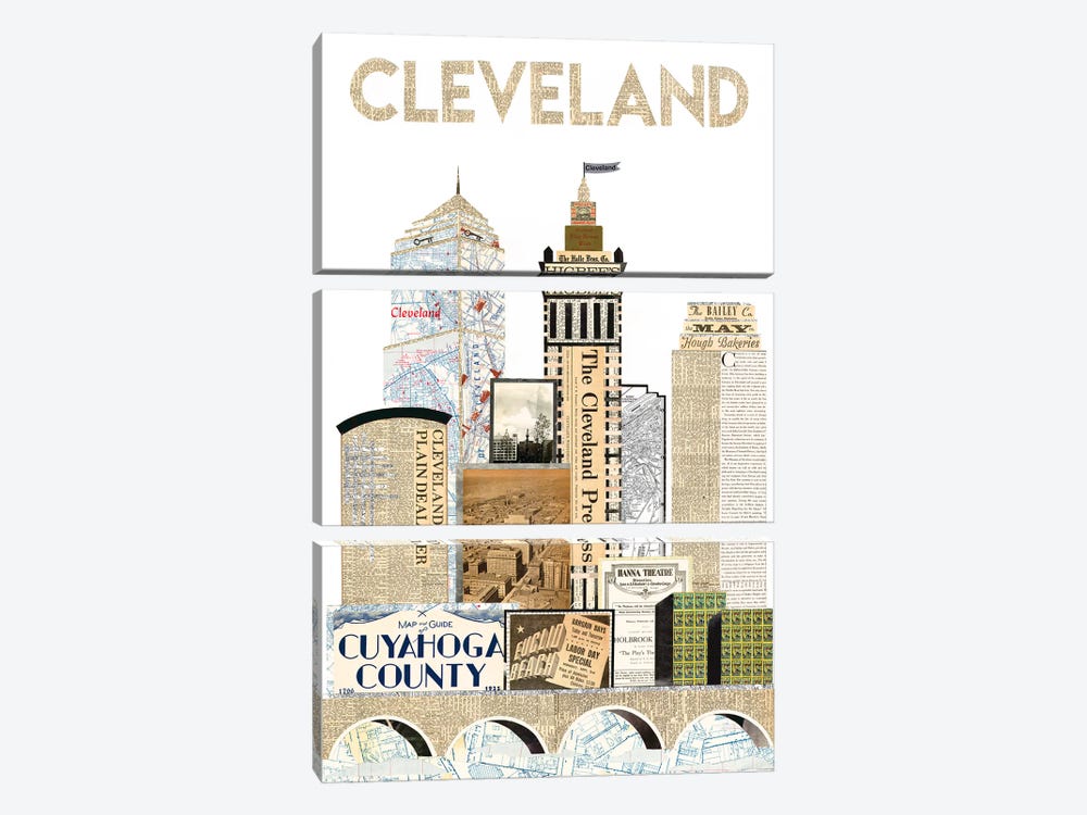 Cleveland Skyline Special Edition by Paper Cutz 3-piece Art Print