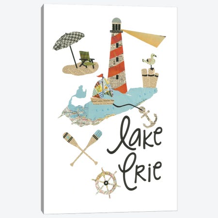 Lake Erie Lighthouse Canvas Print #CTZ32} by Paper Cutz Canvas Artwork