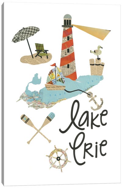 Lake Erie Lighthouse Canvas Art Print - Paper Cutz