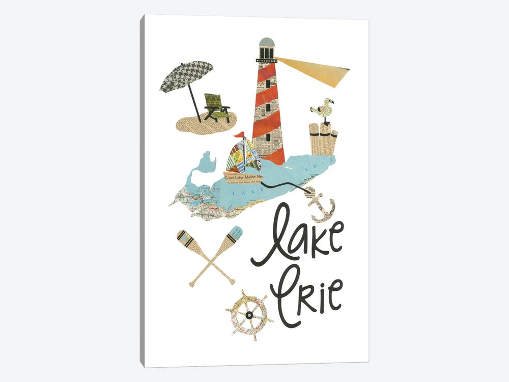 Lake Erie Lighthouse by Paper Cutz 1-piece Canvas Art Print