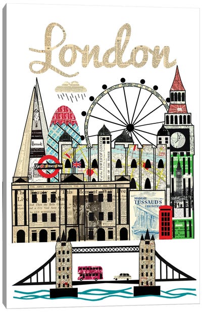 London Skyline Canvas Art Print - Ferris Wheels