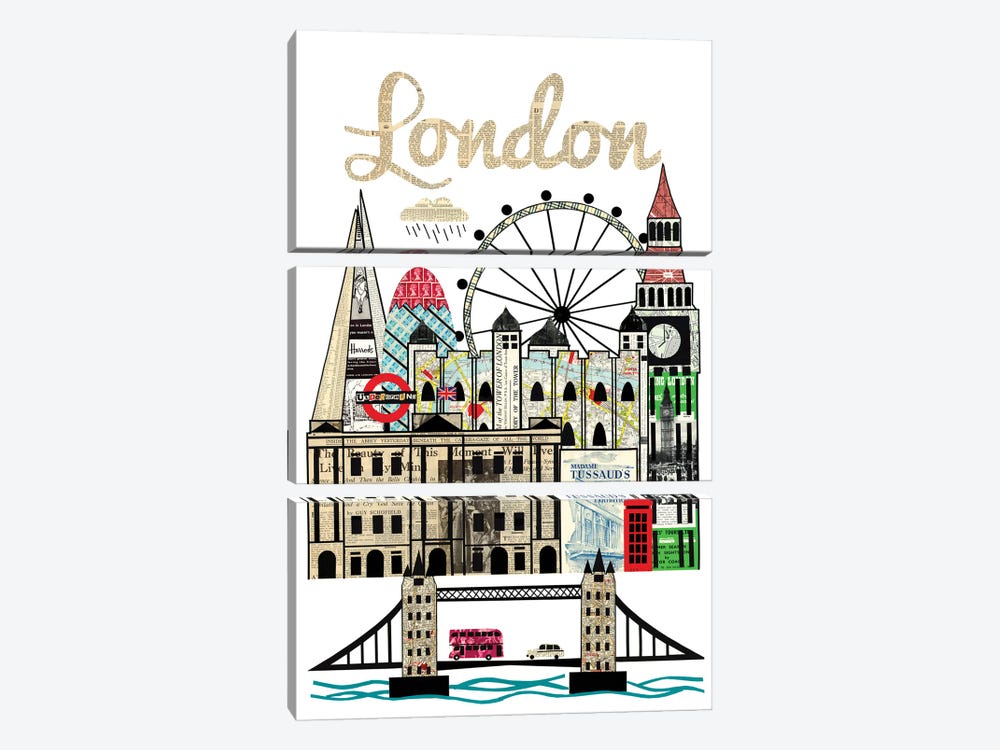 London Skyline by Paper Cutz 3-piece Canvas Art Print