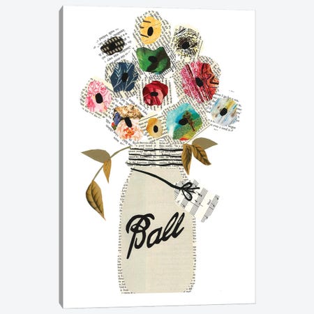 Mason Jar Flower Bouquet Canvas Print #CTZ35} by Paper Cutz Art Print