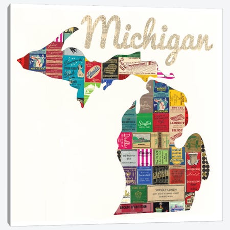 Michigan Matchbook Canvas Print #CTZ38} by Paper Cutz Canvas Art