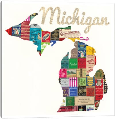 Michigan Matchbook Canvas Art Print - Paper Cutz