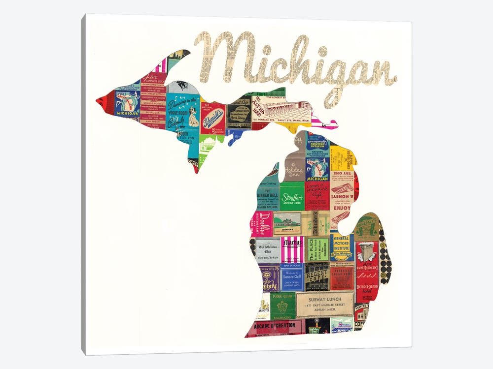 Michigan Matchbook by Paper Cutz 1-piece Canvas Print