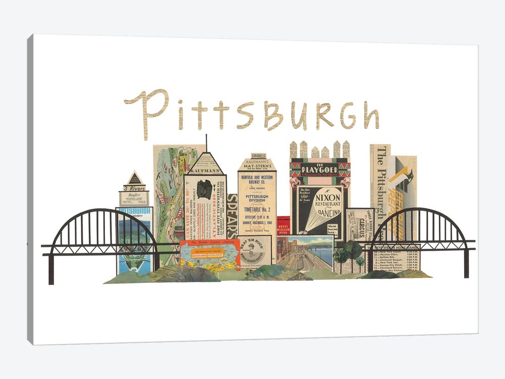 Pittsburgh Horizontal Skyline Canvas Wall Art By Paper Cutz Icanvas