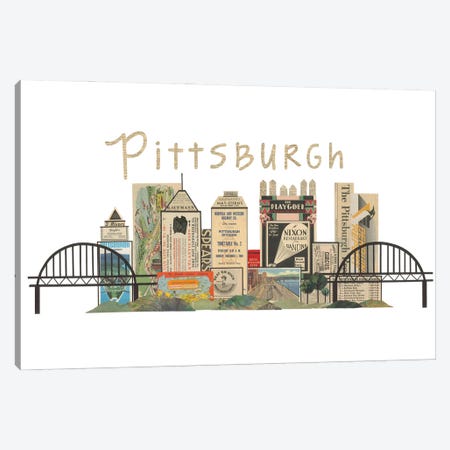 Pittsburgh Horizontal Skyline Canvas Print #CTZ3} by Paper Cutz Canvas Wall Art